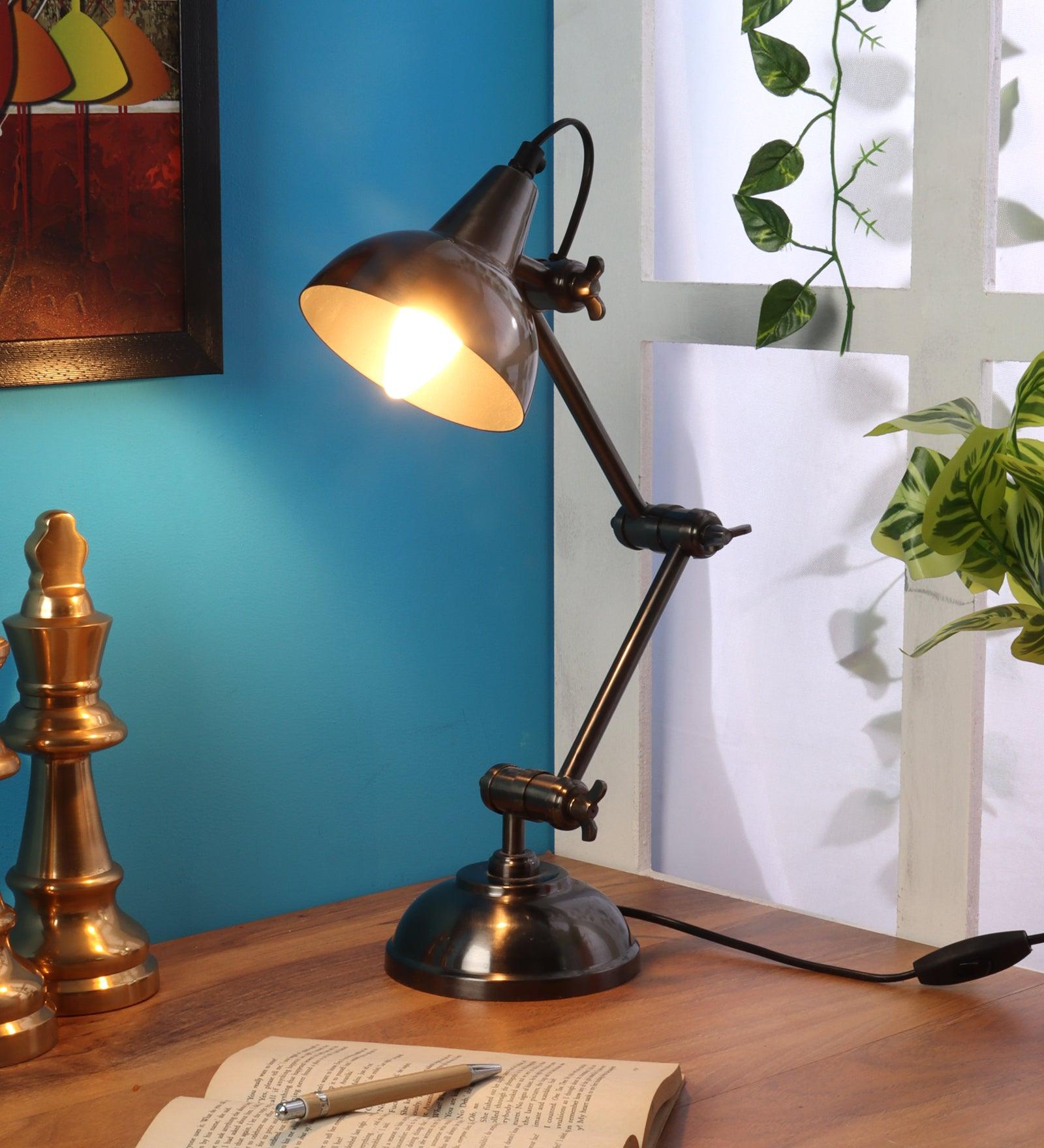 Shiny Adjustable Iron Study Lamp | Study Table Lamp | Table Lamp Online