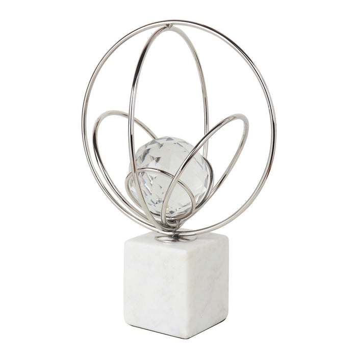 Elysian Rings Crystal Ball Sculpture