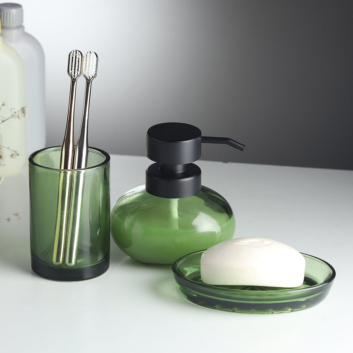 Bramble Green Bathroom Set