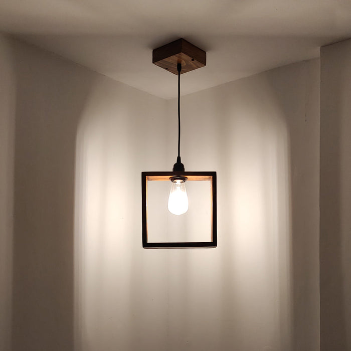 Quattro Brown Wooden Single Hanging Light