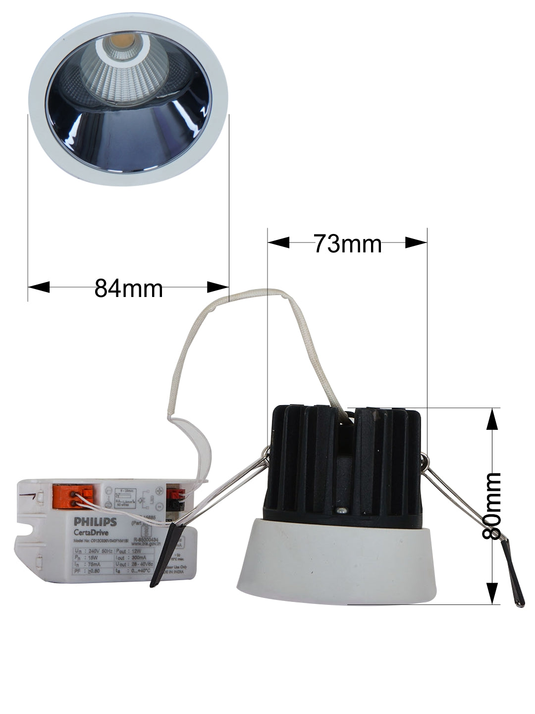 Recessed Round Nickel Finished 84mm 12W
  Warm White Aluminium LED Ceiling Lamp Light