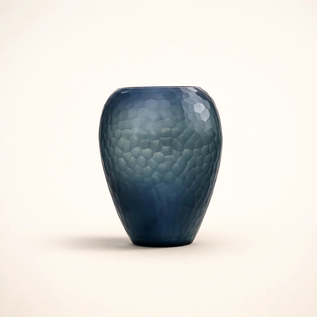 Teal Ocean Hammered Glass Vase Set of 2 – Modern Tabletop Vases
