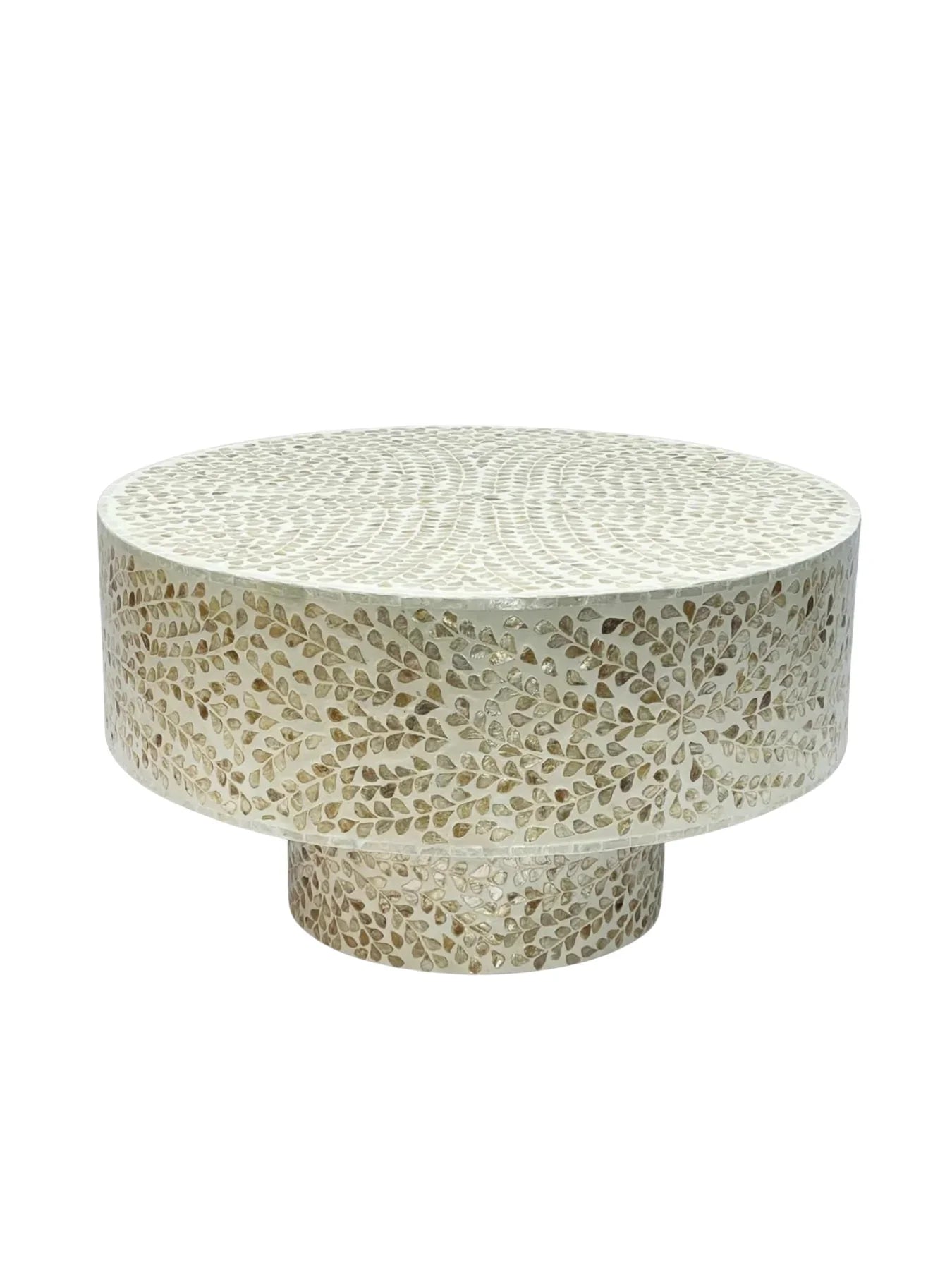 Mother of Pearl Round White Coffee Table