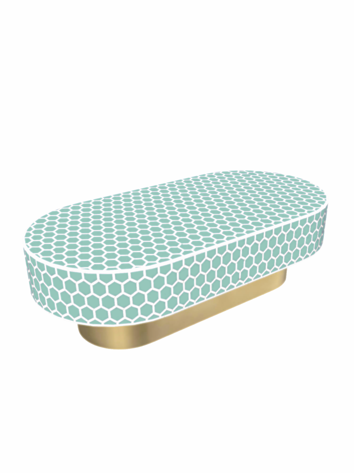 Inlay Jordan Oval Shape Coffee Table- Honeycomb