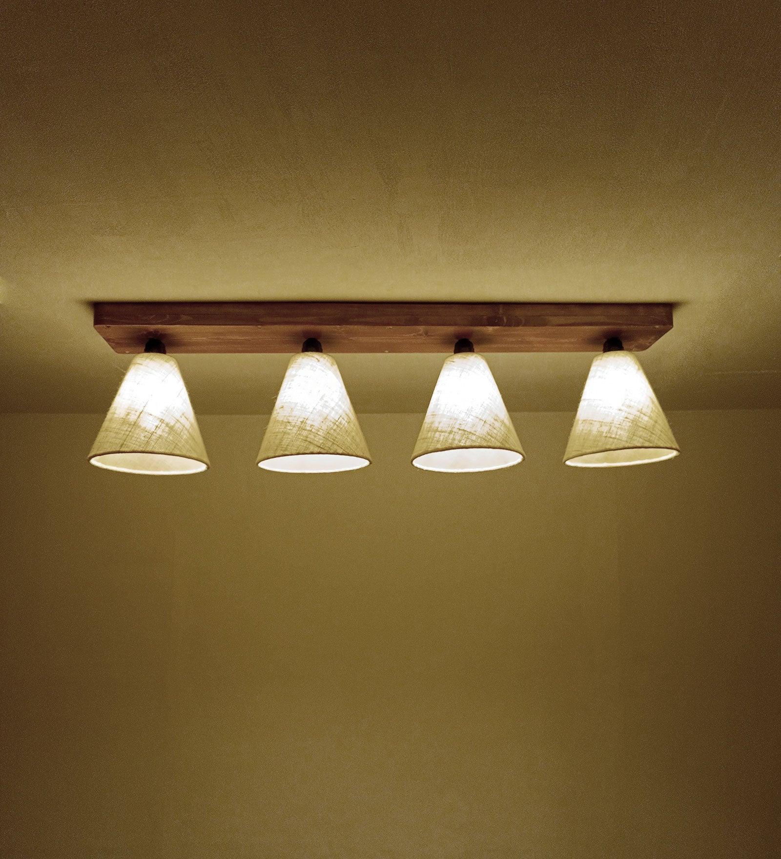 Terzo Brown Wooden 4 Series Ceiling Lamp