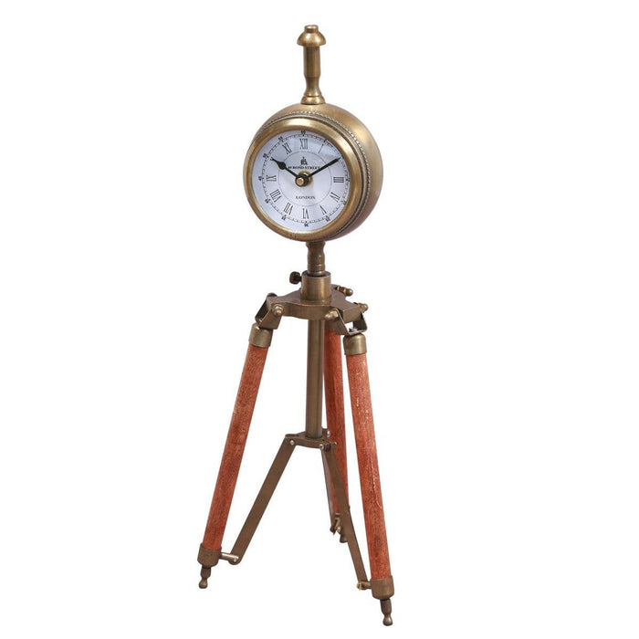 Antique Brass Tripod Clock 16.5 inches