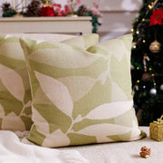 Canvas Printed Green Cushion Cover | Jute / Cotton