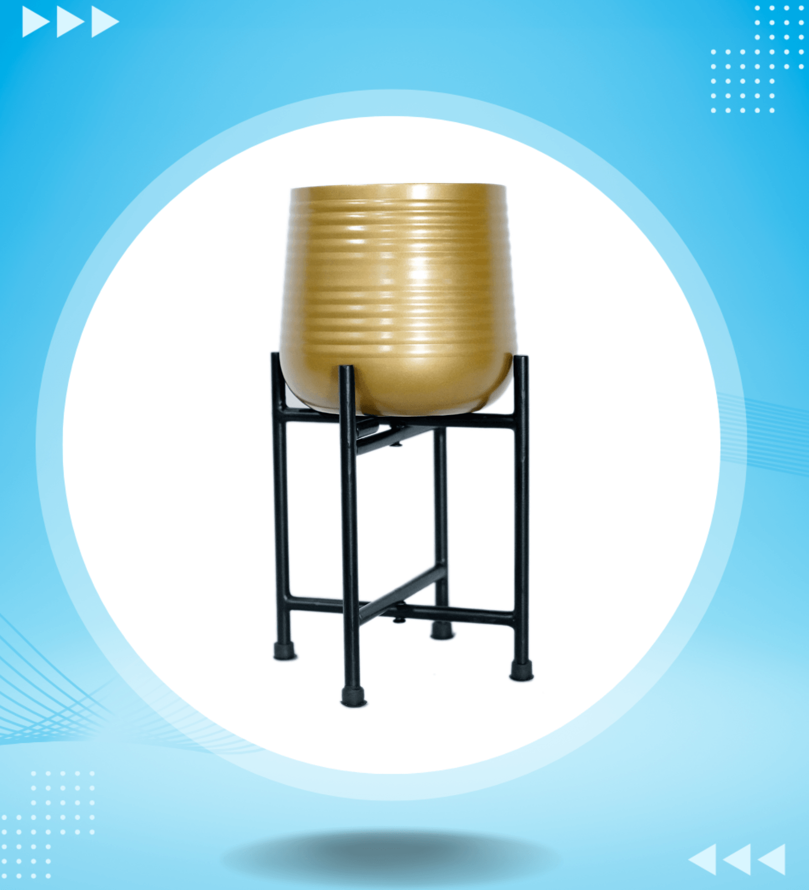 Gold Metal Floor Planter with Stand | Planters for Living Room, Bedroom,Lobby