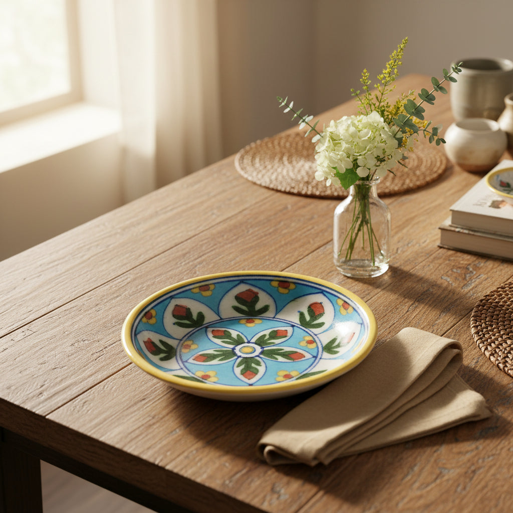 Handcrafted Blue Pottery Bowl