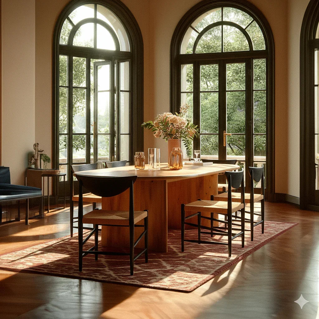 Saanra Designer Dining Chair | Mango Wood Chair with Upholstered Seat with Black Wire Brush Finish