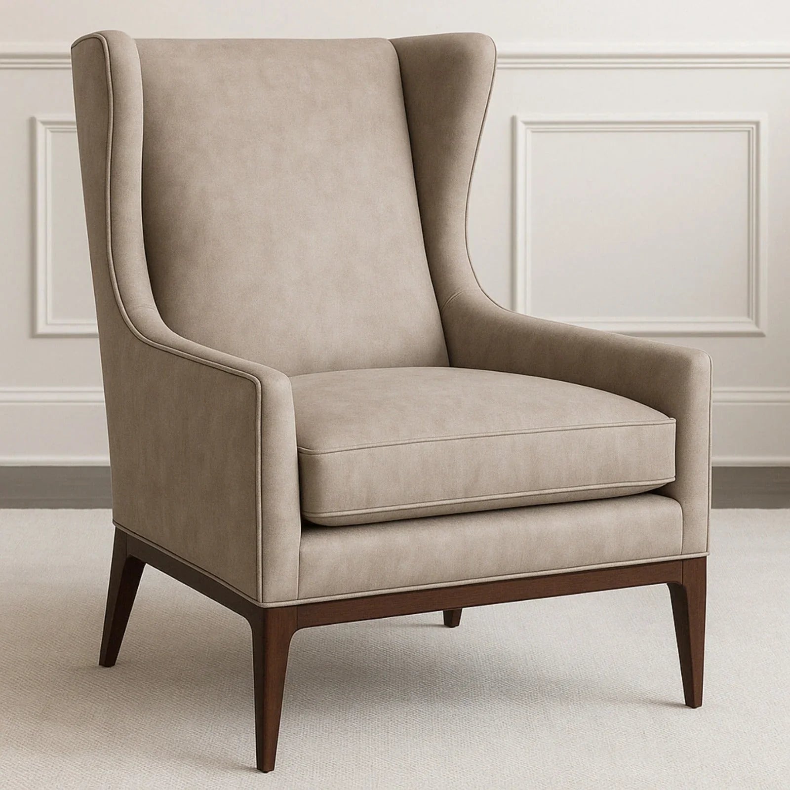 Minimalist Olive Green Thick Padded Velvet Sofa Lounge Chair with Cushion