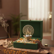 Pure Silver Plated Brass Peacock Diya
