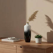 Wooden Horizon Decorative Vase | Black & White Premium Wooden Flower Vase for Modern Home Décor
