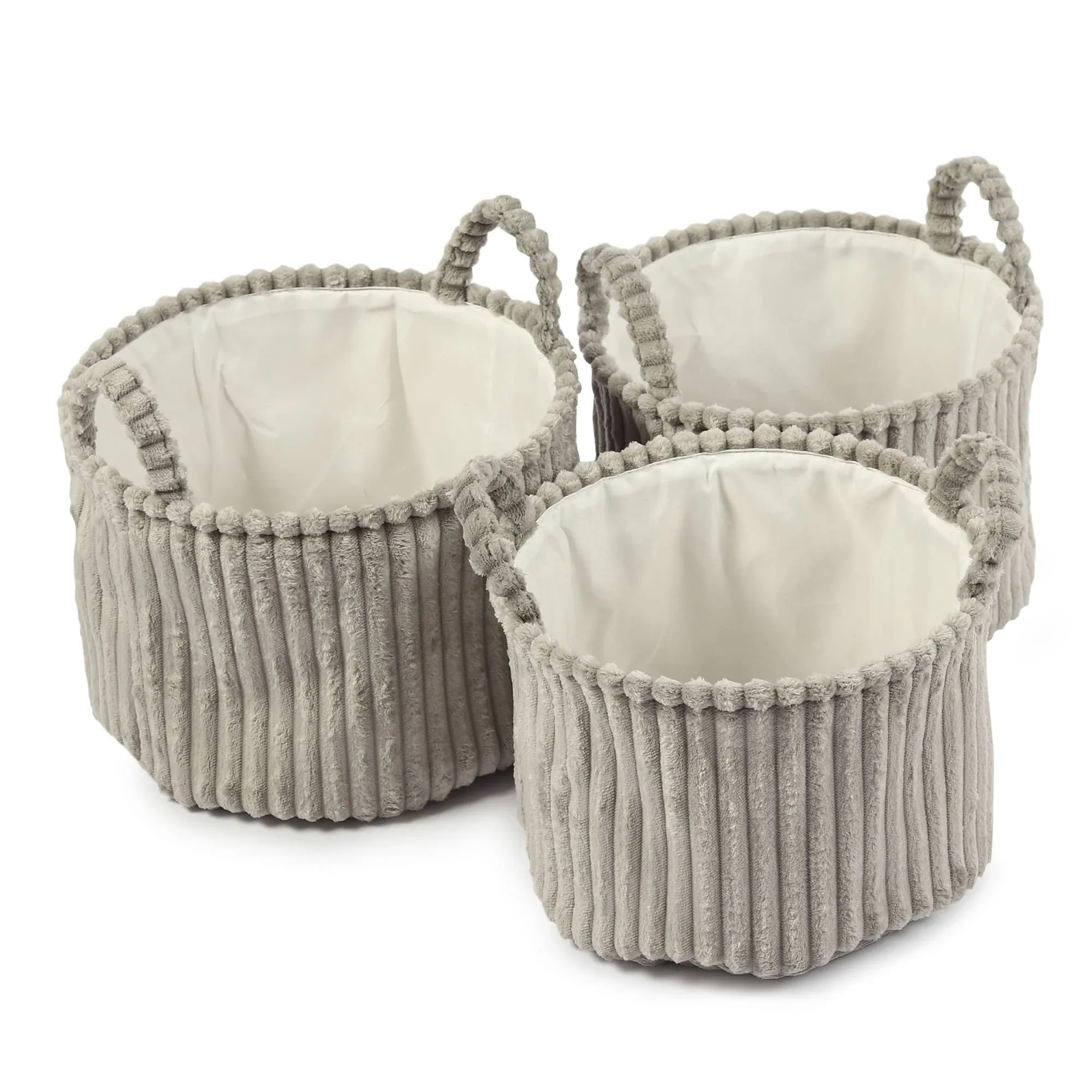 Cloud Weave Fabric Basket Soft Grey Set of 3