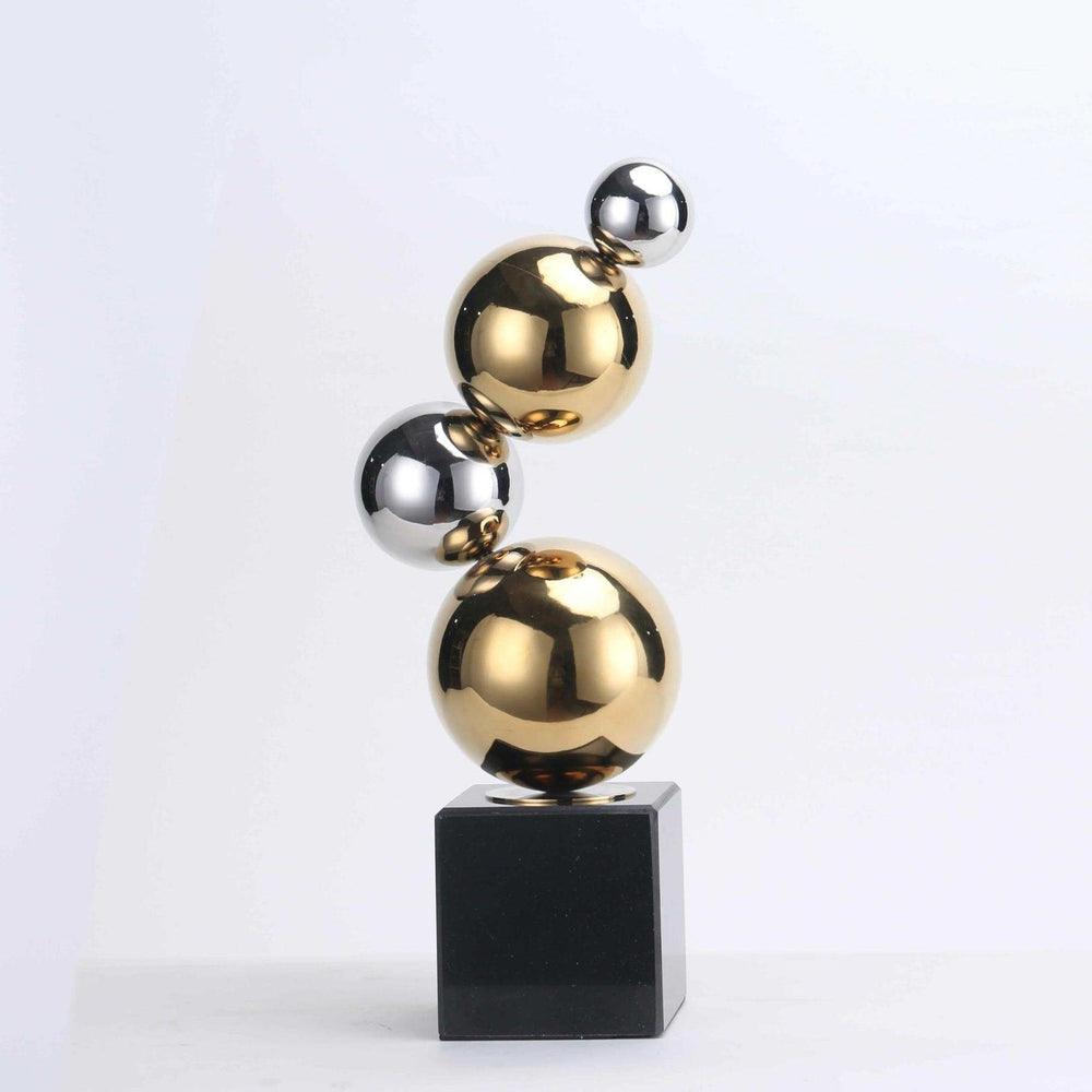 Geometric Decorative Spheres | Modern Marble & Stainless Steel Designer Accent | Premium Showpiece for Home Decor