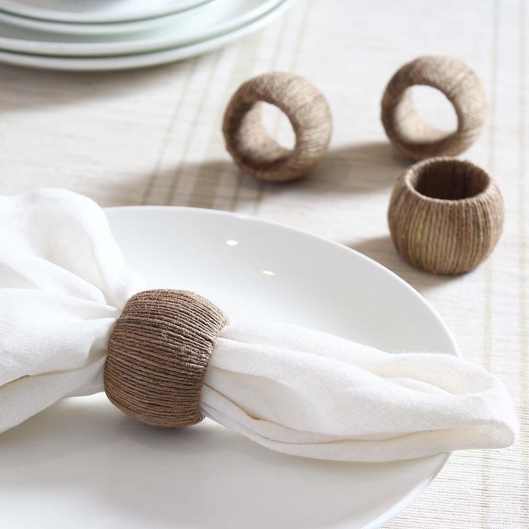 Caspian Napkin Ring Set of 4 | Jute