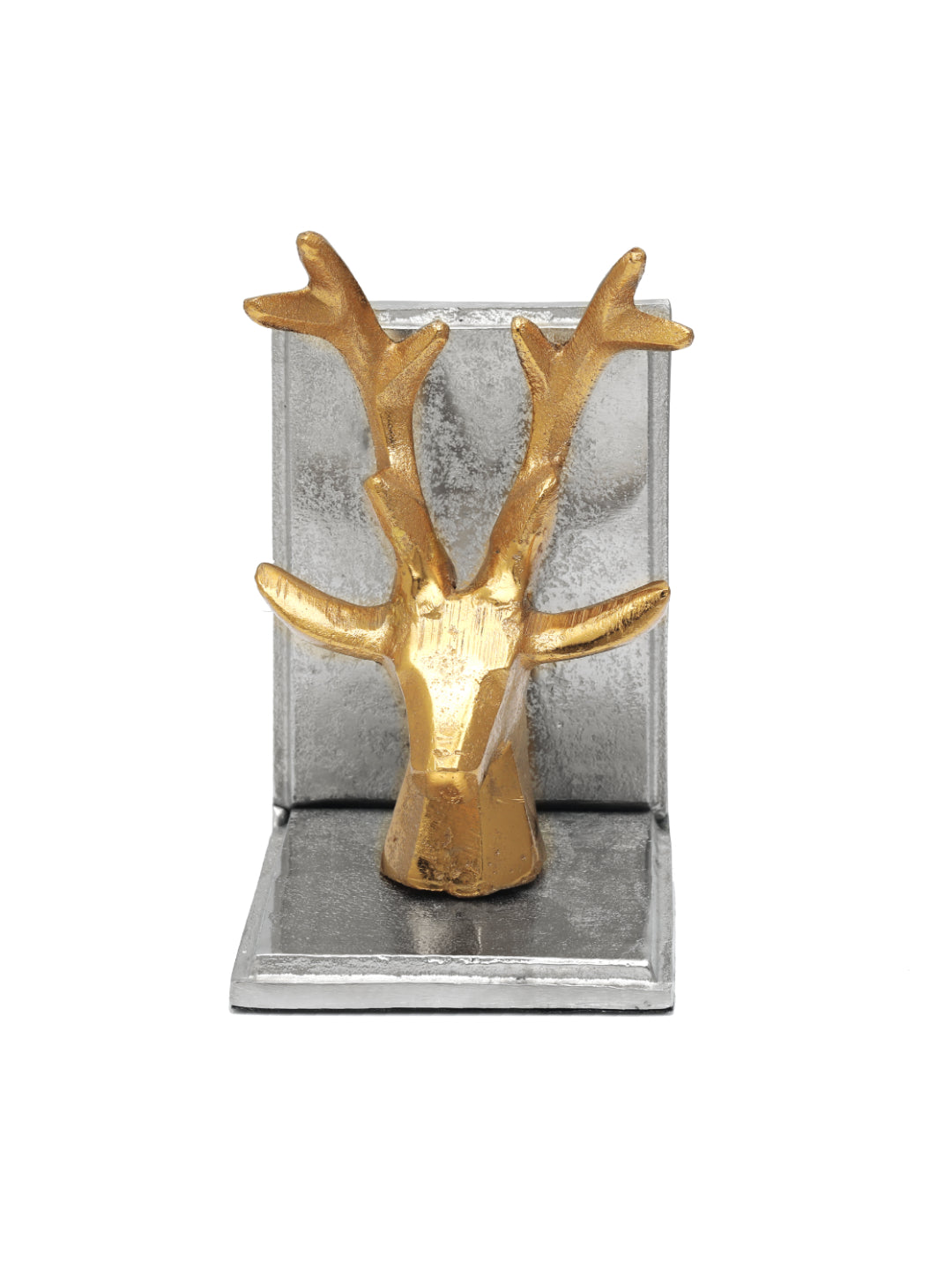 Silver Deer Antler Bookends | Decorative Book Holders for Elegant Bookshelf Décor