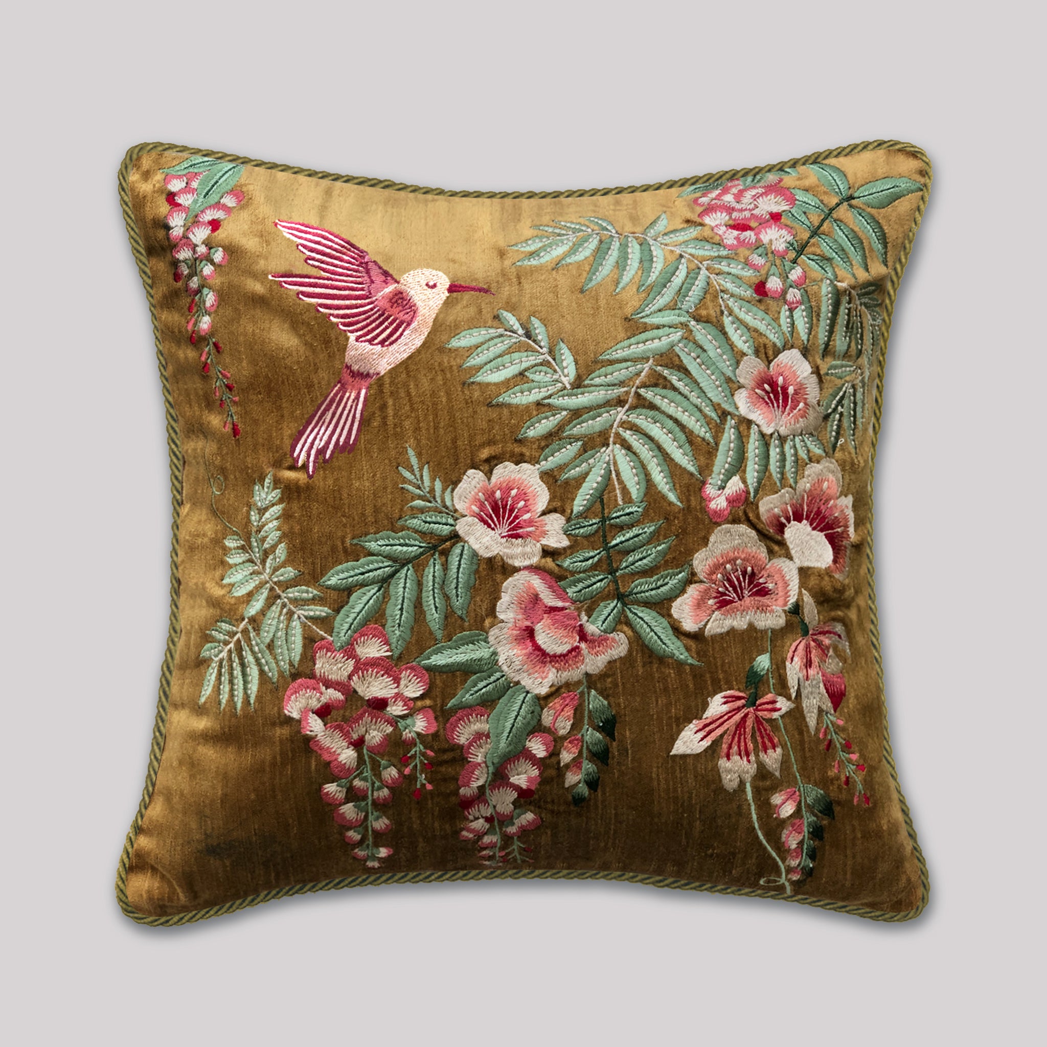 Symphony of Songbird Embroidery Cushion Cover - 18x18