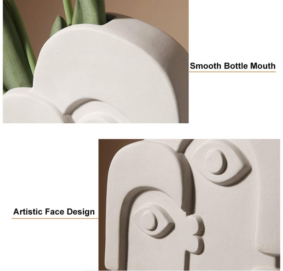 Double Face Abstract Flower Pot | Ceramic Flower Vase for Living Room | Vase for Home Decor