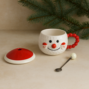 Snowman Ceramic Mug with Removable Santa Faces