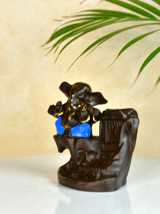 Artisan Blue Ganesh Smoke Fountain Tabletop Decor by  - Unique Home Showpiece