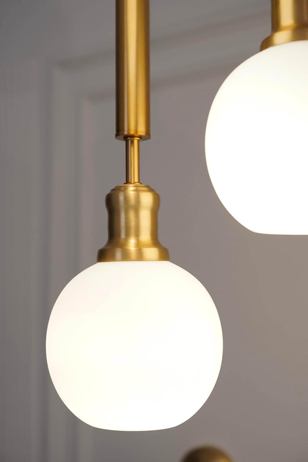 Triple Globe Hanging Pendant Light Antique Brass Finish with Frosted Milky White Glass for Living Room and Home Decoration