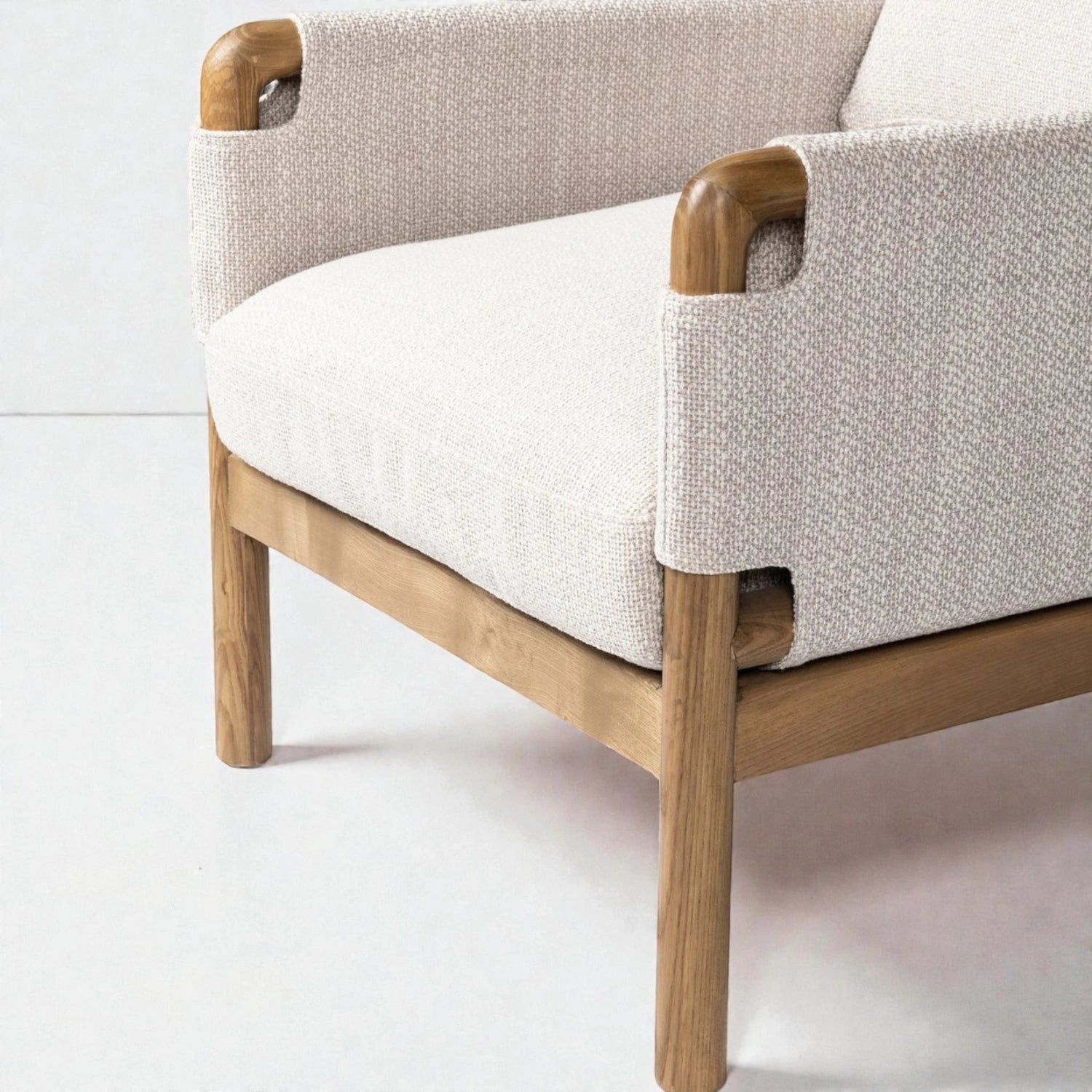 Cabello Solid Oak Wood & Fabric Upholstery