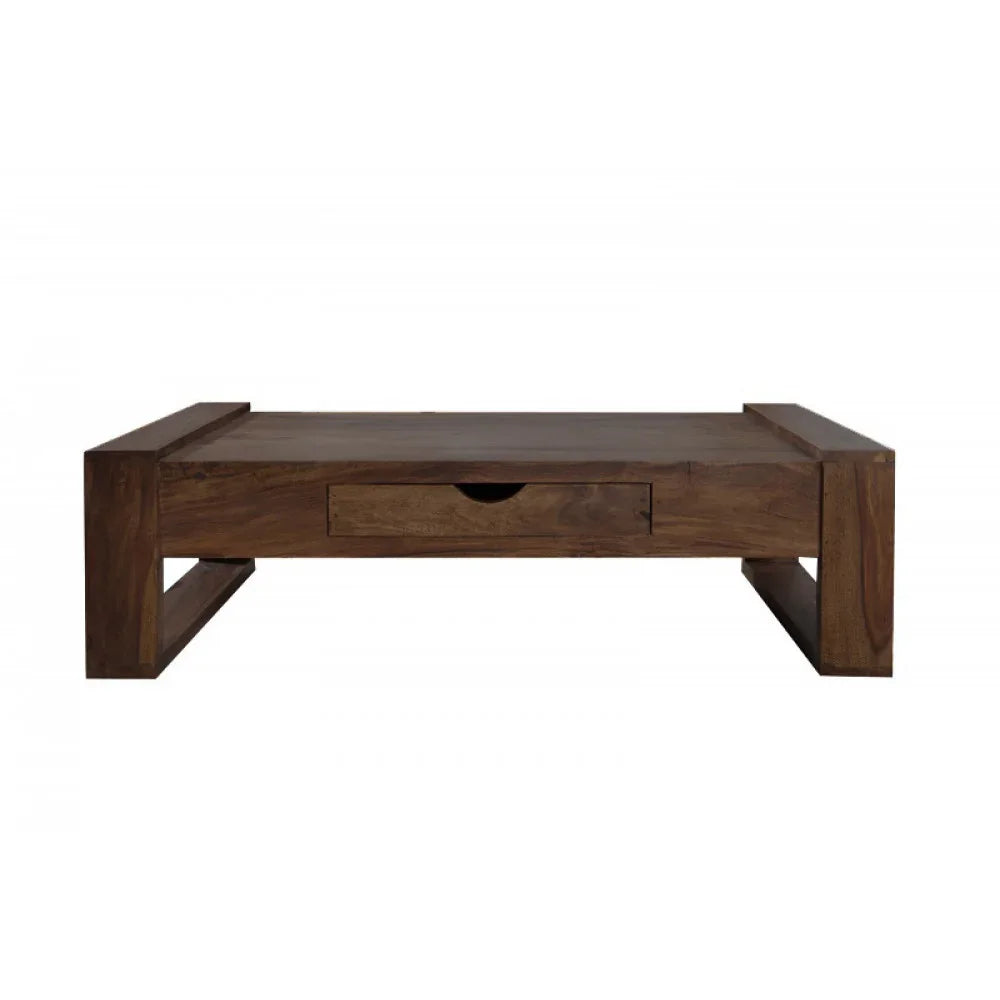 Riverton Solid Sheesham Wood Coffee Table With Drawer In Honey Finish