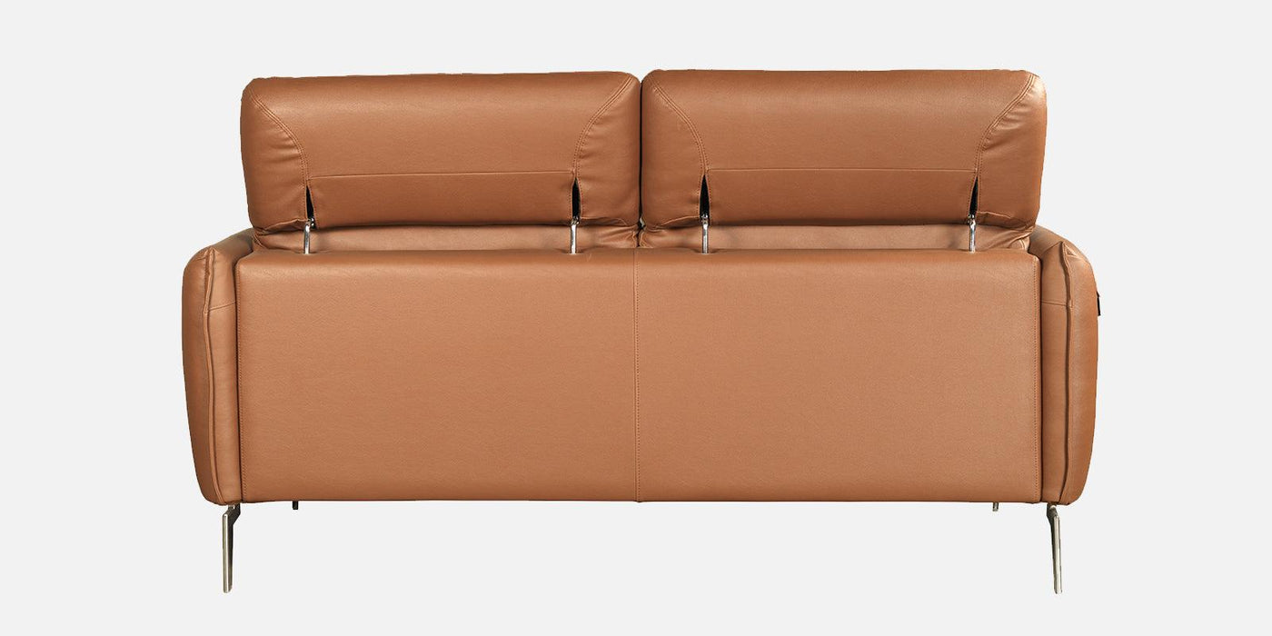 Navona Genuine leather modern sofa with functional headrest In Tan Colour.