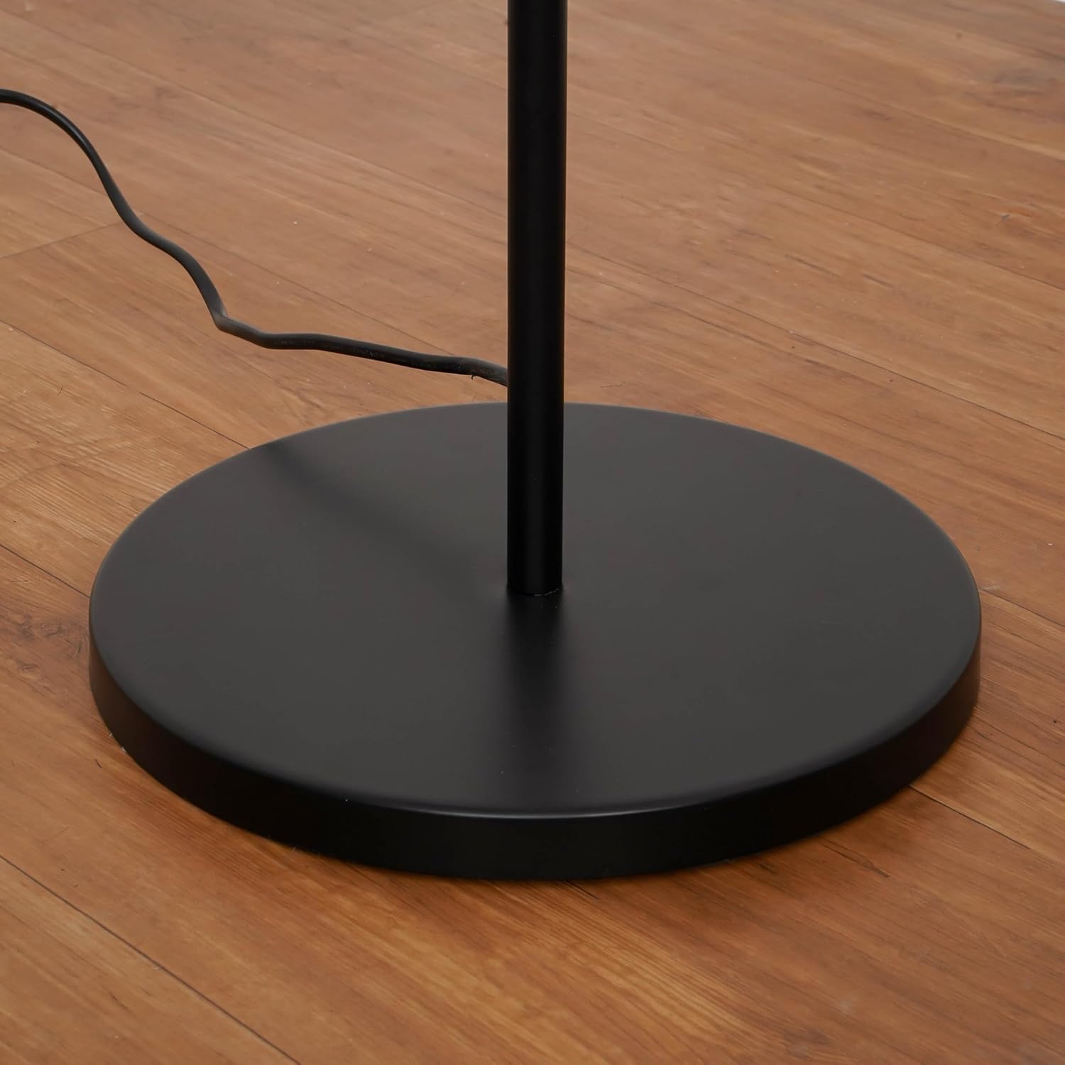 Uplighter Black Polished Floor Lamp for Living Room with Frosted Glass Lampshade