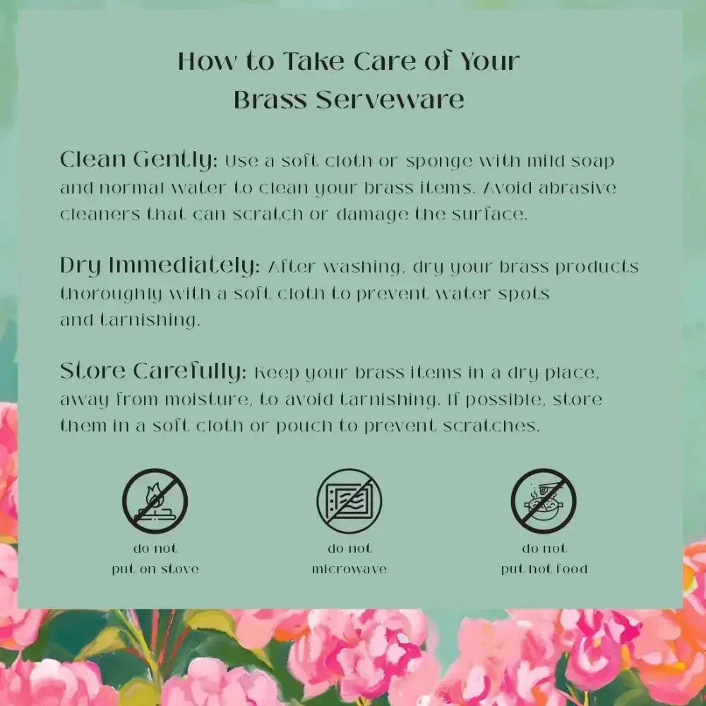 Handpainted Gulabi Bloom Brass Bowl | Festive Brass Serveware with Floral Design - Pack of 1