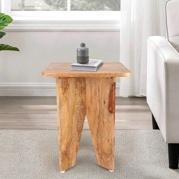 Aachman Mango Natural Finish Sqaure End Table