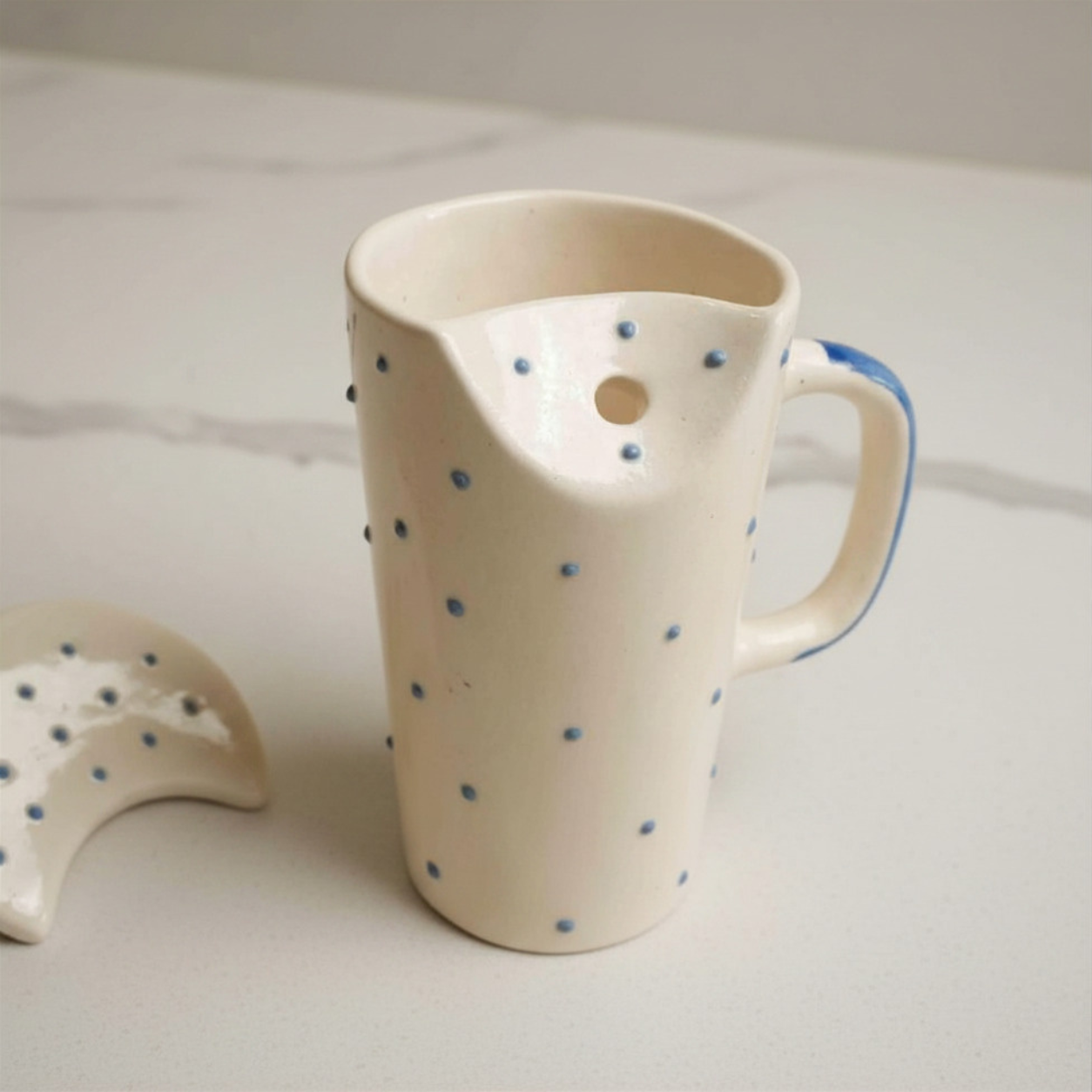 Azure Ceramic Sipper with Steel Straw