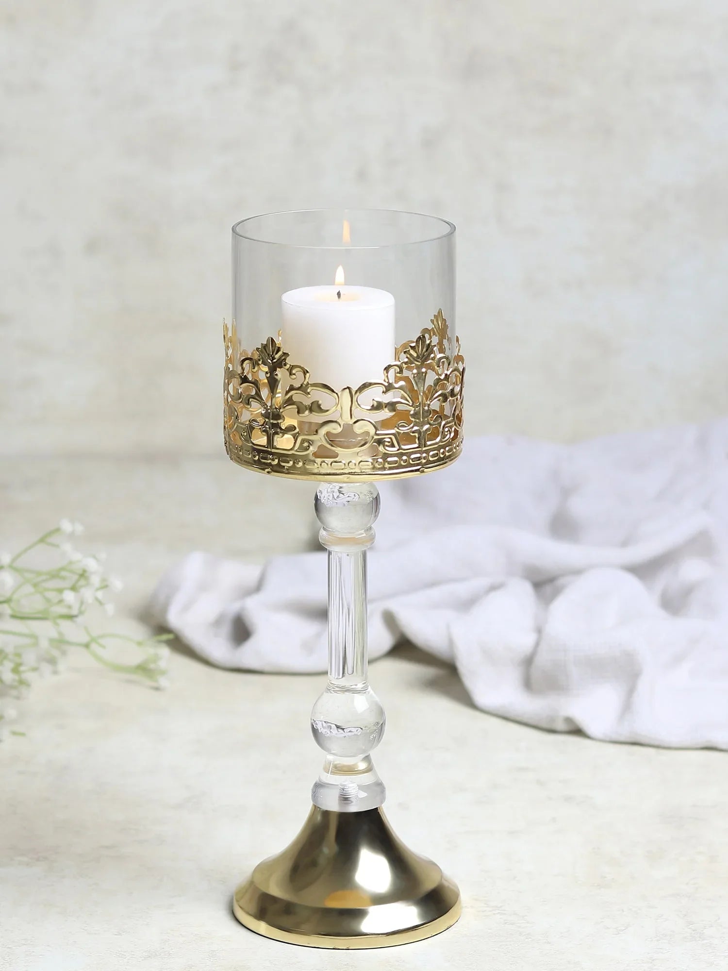 Aurum Crest Pillar Candle Holder