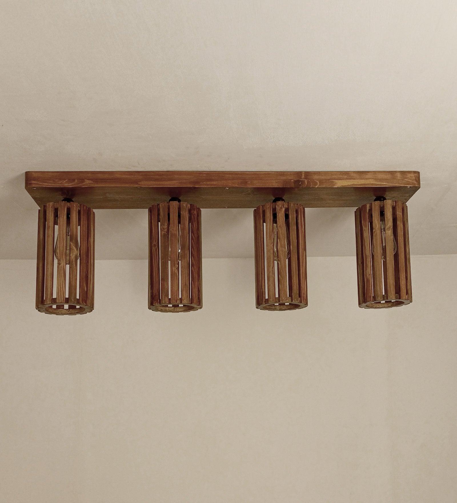 Casa Brown Wooden 4 Series Ceiling Lamp