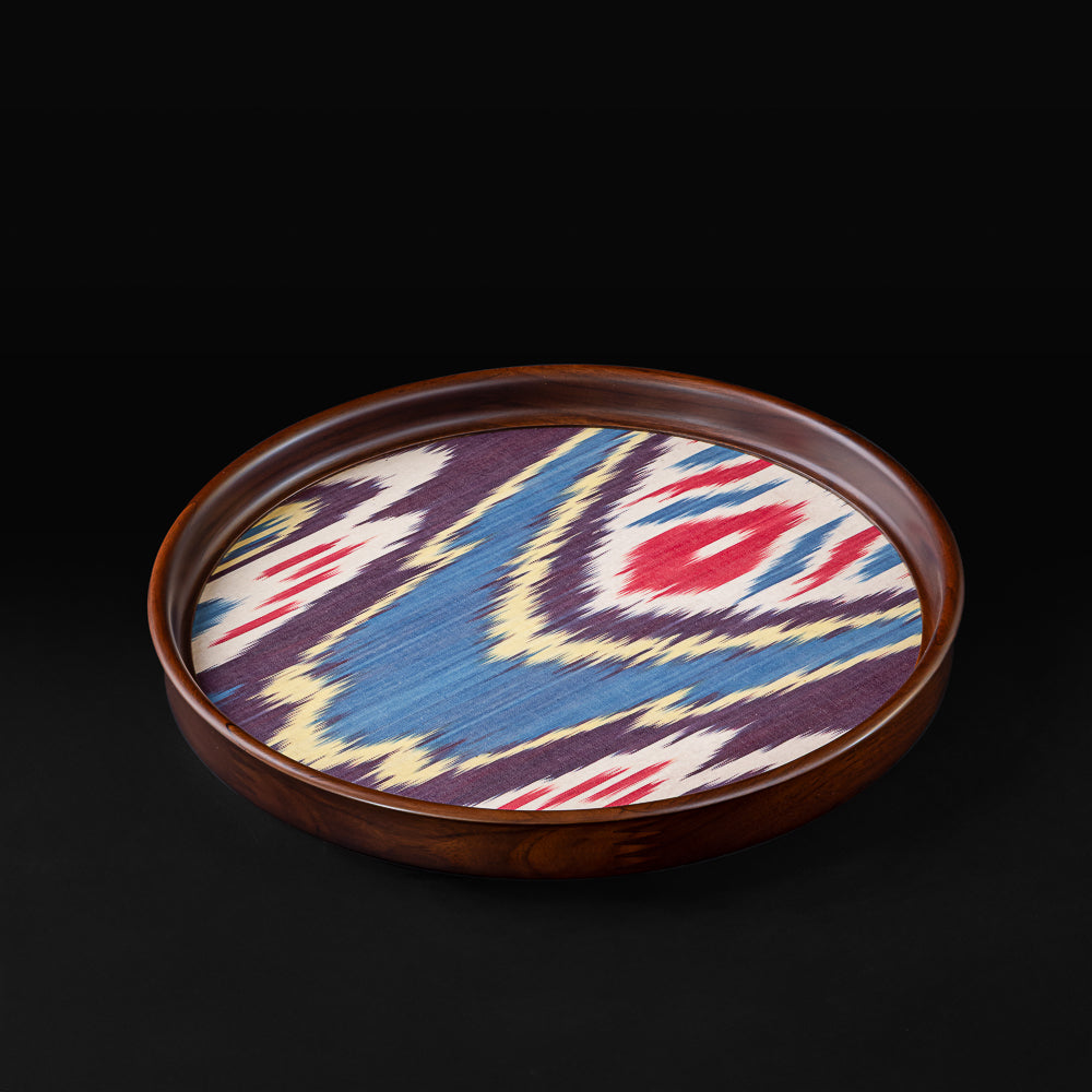 Round Teak Tray for Serving & Decorative Platter for Dining Table