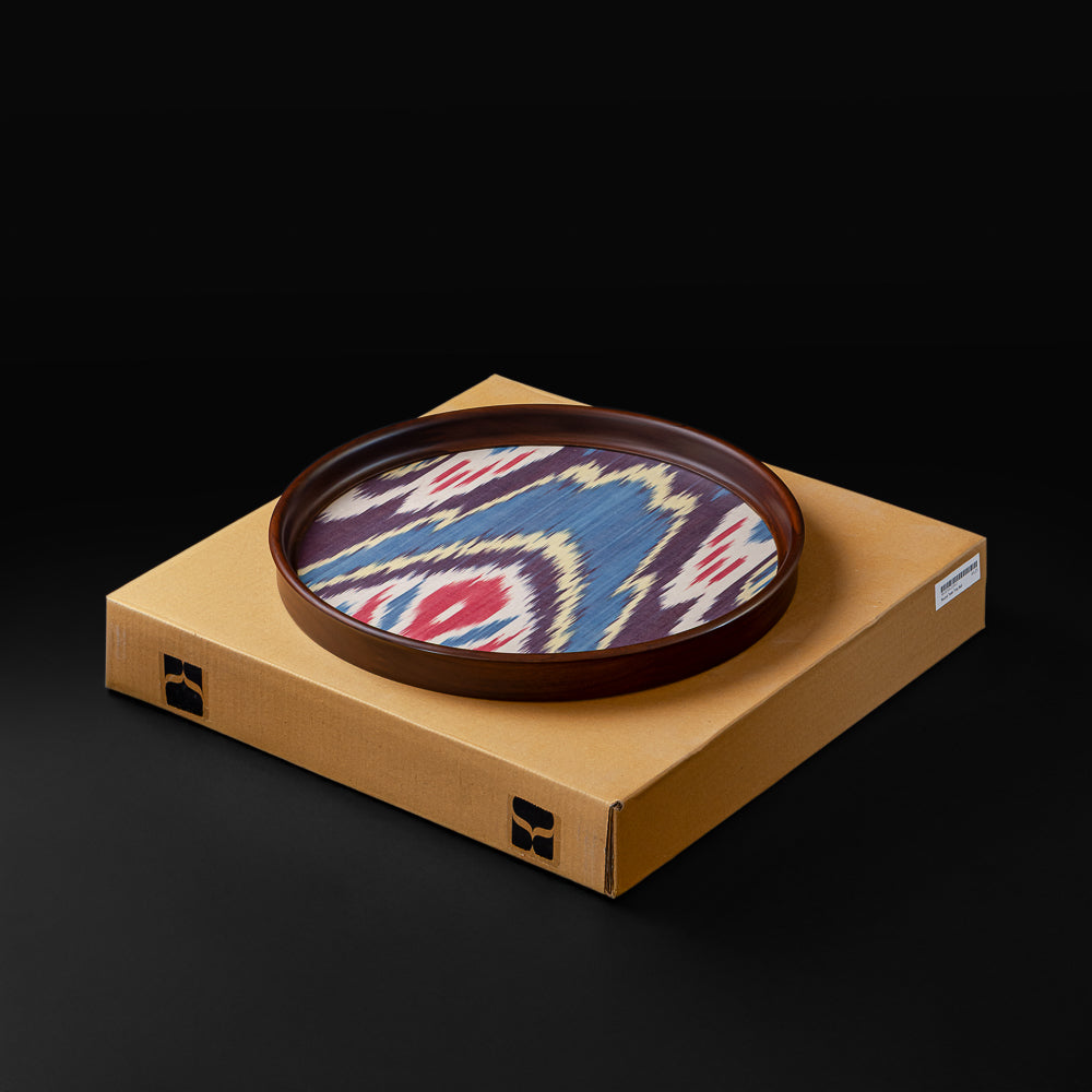 Round Teak Tray for Serving & Decorative Platter for Dining Table