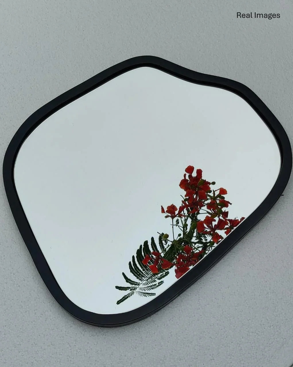 Amoeba Teakwood Wall Mirror | Decorative Wall Mirror | Aesthetic Mirror for Living Room