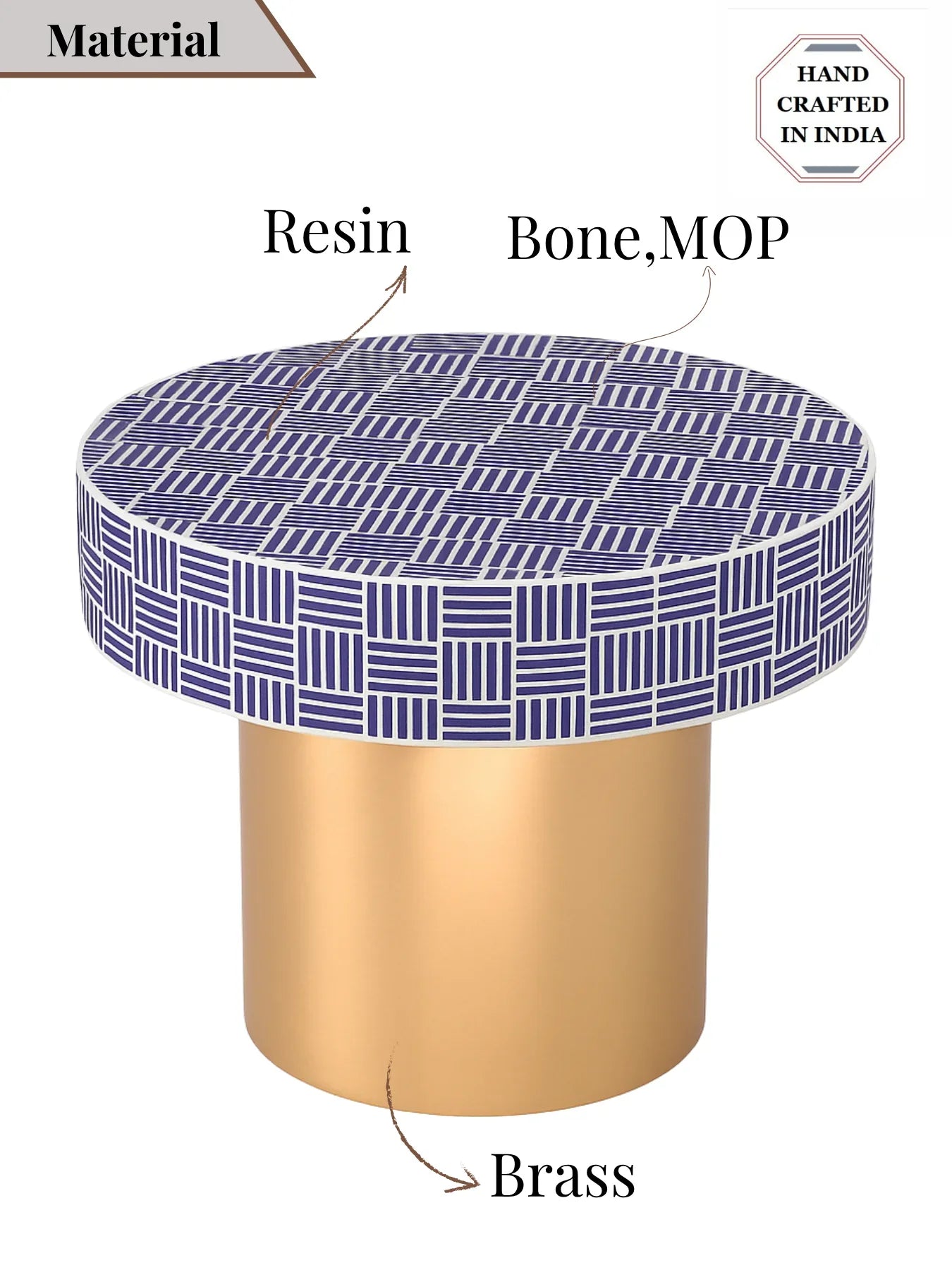 Handcrafted Inlay Round Accent Side Table