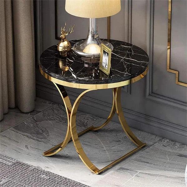 Urban Edge End Table Gold | Sofa Side Table for Living Room | Luxurious Corner Table