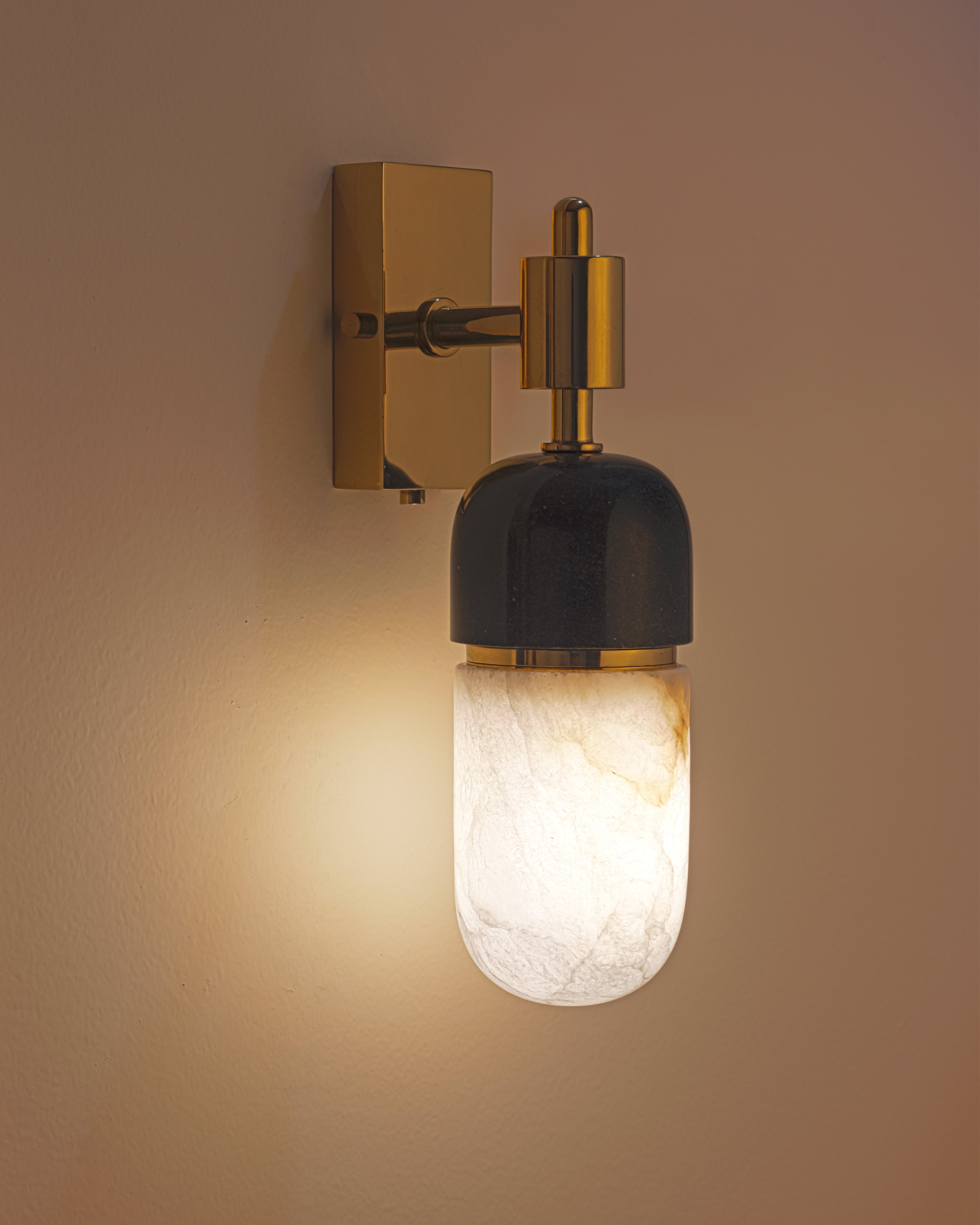 Capsule Wall Light Lamp with Brass Details | Designer Wall Sconce for Luxury Interiors