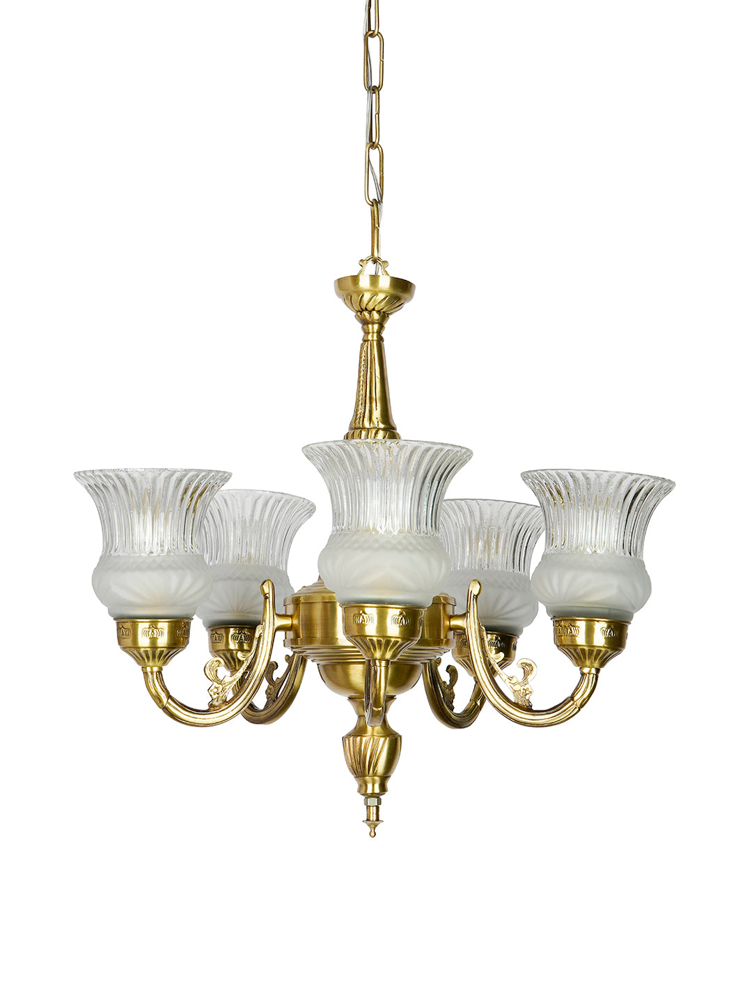 Usha 5 Light Antique Brass Chandelier