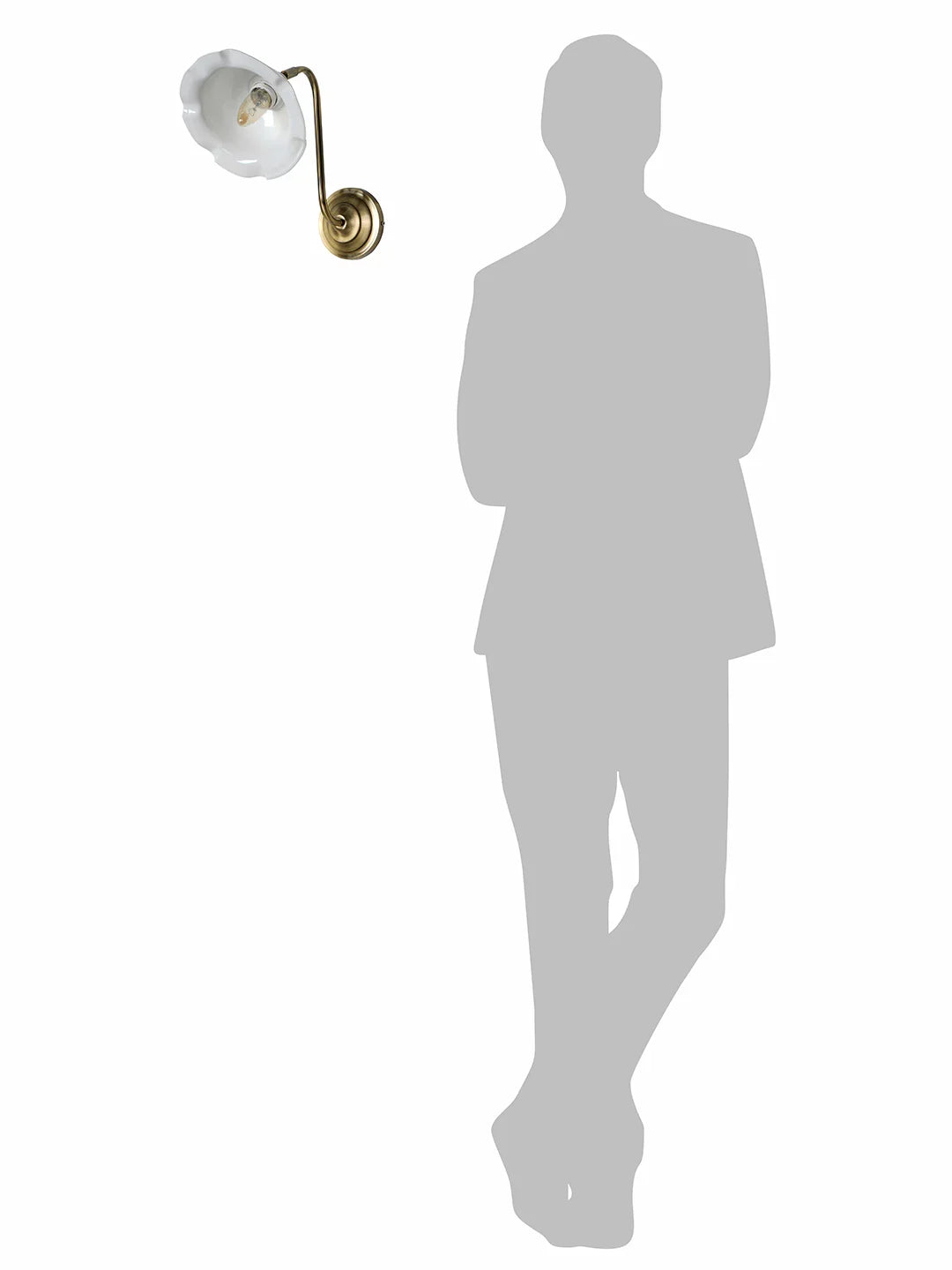 Industrial Brass Adjustable Gooseneck Wall Sconce | White Frilled Edge "Jhalar" Glass Shade