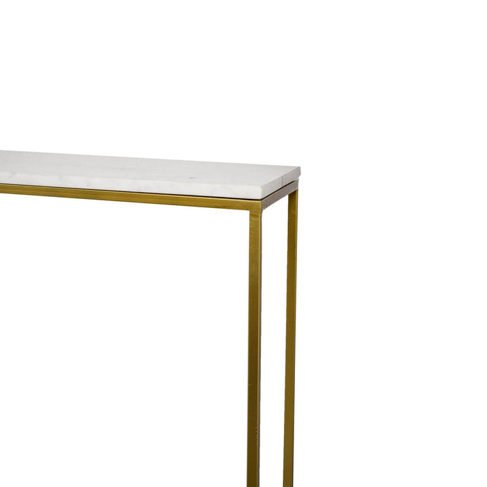 Nested Console Table Marble Top Gold Finish Legs Set of 2