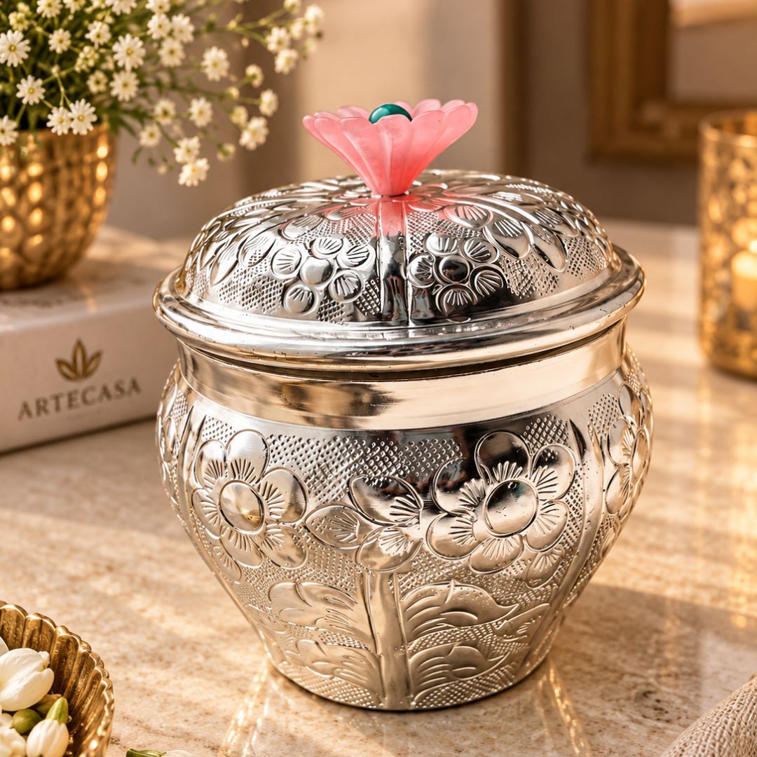 Silver-Plated Floral Trinket Box