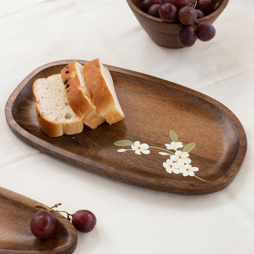 Bella Mango Wood Serving Platter | Snacks Serving Tray for Home Kitchen & Cafe -Pack 1