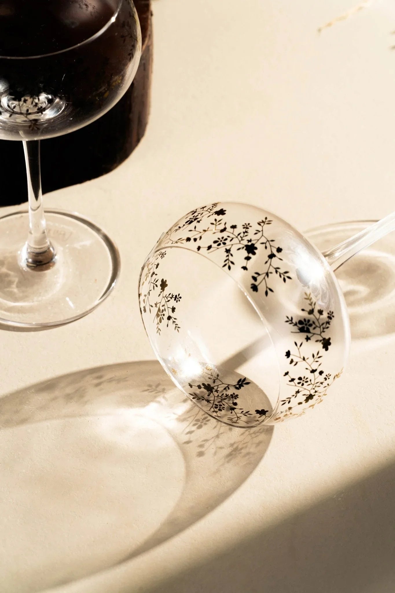 Golden Motif Martini Stem Glass Set of 6 - Premium Tableware