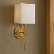 Golden Wall Light with White Fabric Shade