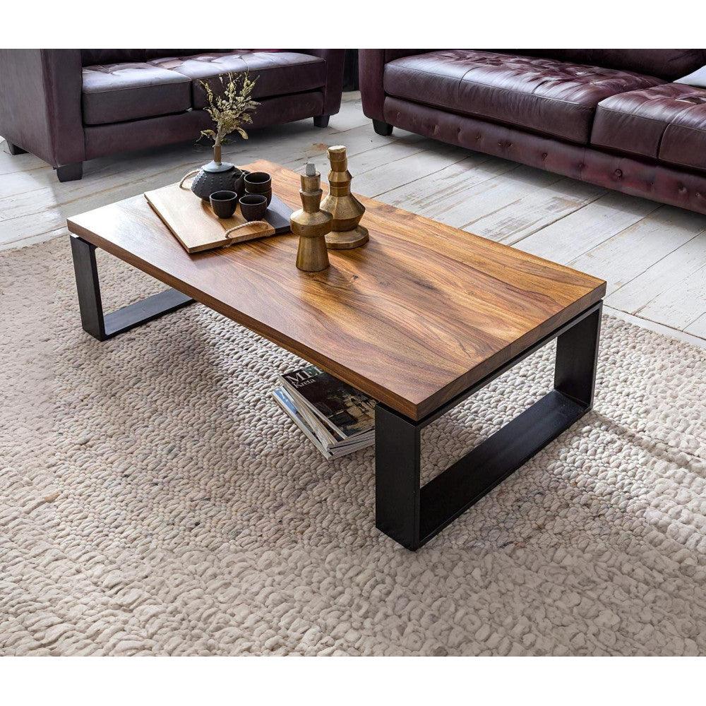 Solid Sheesham Wood Coffee Table | Modern Center Table for Living Room