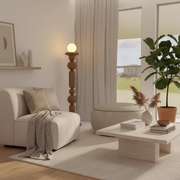 Teak Wood Sculptural Floor Lamp | Designer Modern Standing Lamp for Living Room & Home Decor